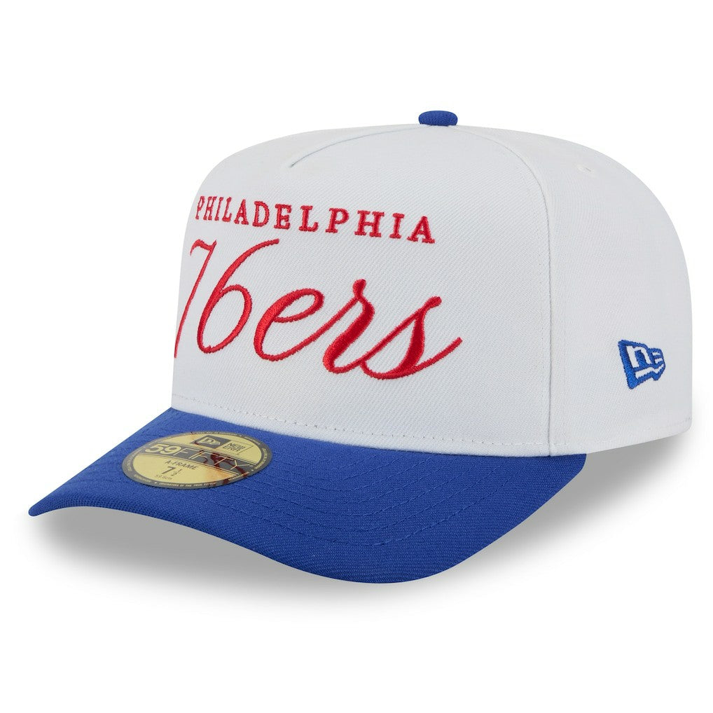 Philadelphia 76ers 2025 NBA Draft A-Frame 59FIFTY Fitted Hat White/Royal | New Era Near Me