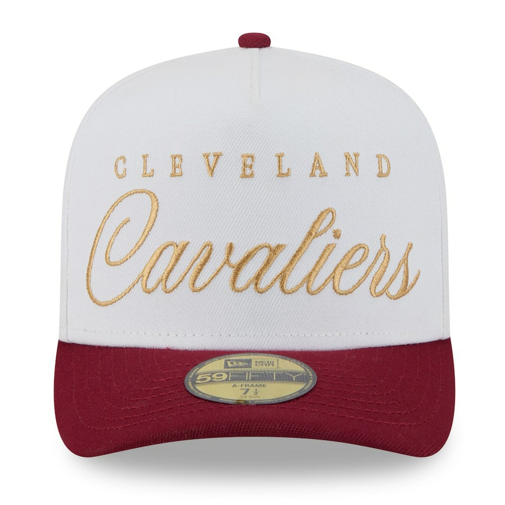 Cleveland Cavaliers 2025 NBA Draft A-Frame 59FIFTY Fitted Hat for sale White/Wine | New Era US