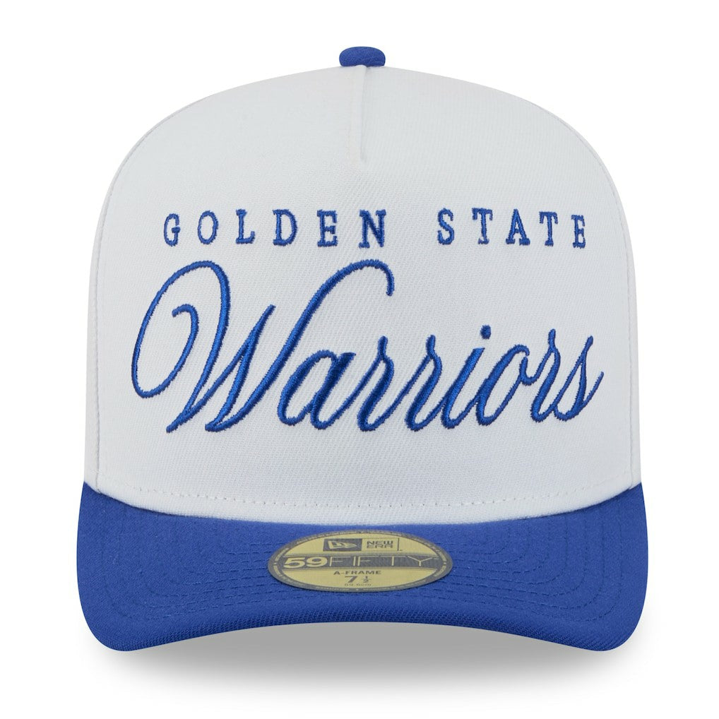 Golden State Warriors 2025 NBA Draft A-Frame 59FIFTY Fitted Hat for sale White/Royal | New Era discount