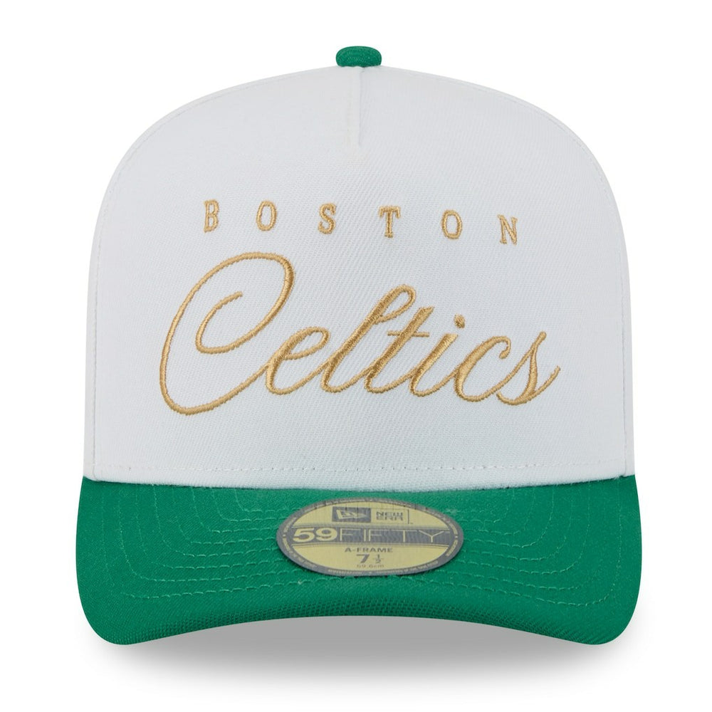 Boston Celtics 2025 NBA Draft A-Frame 59FIFTY Fitted Hat White/Kelly Green | New Era online