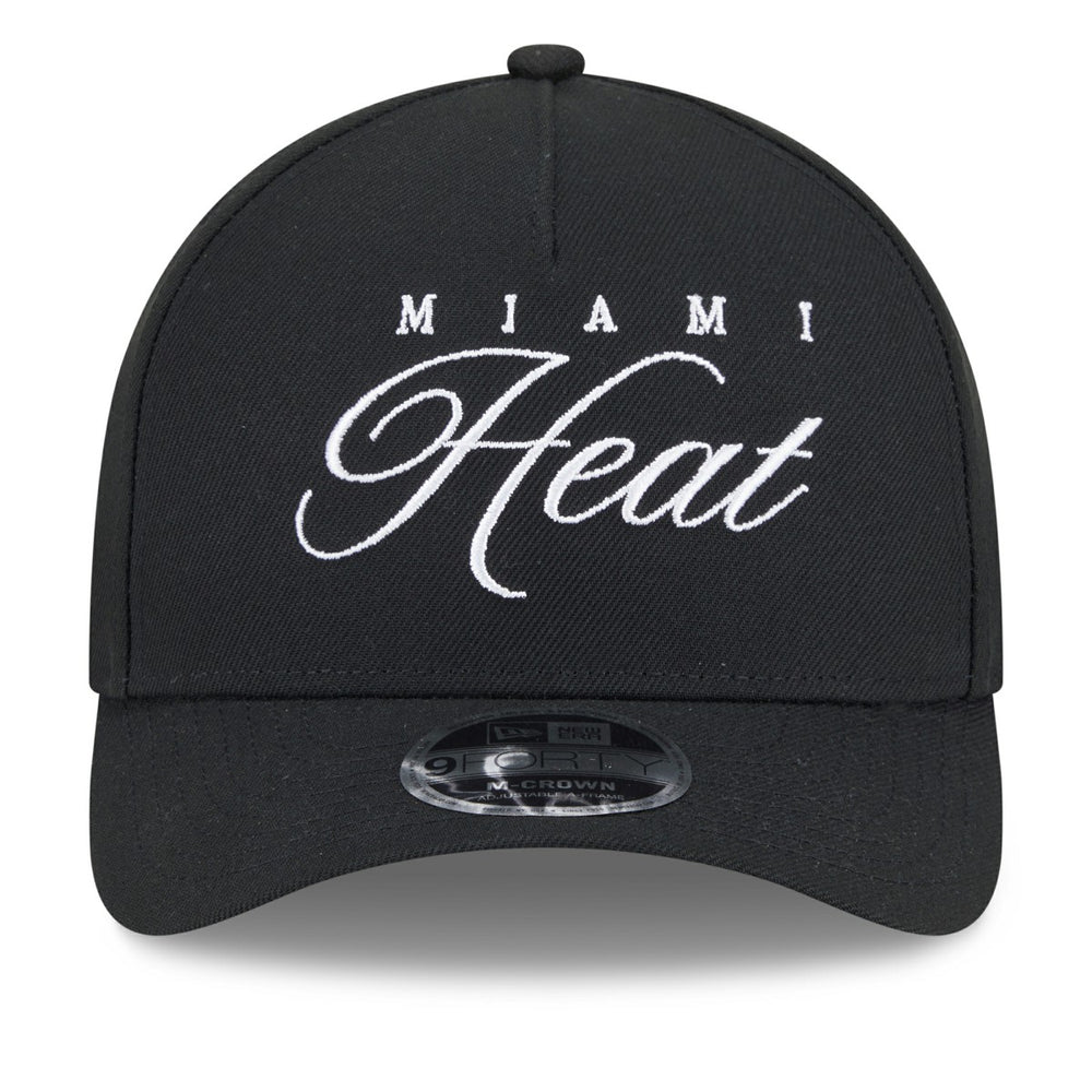 Miami Heat 2025 NBA Draft M-Crown A-Frame 9FORTY Adjustable Hat Black | New Era for sale