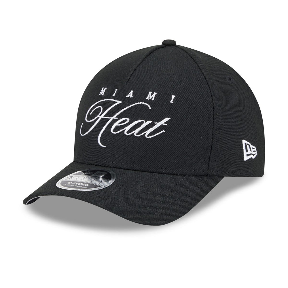 Miami Heat 2025 NBA Draft M-Crown A-Frame 9FORTY Adjustable Hat Black | New Era for sale