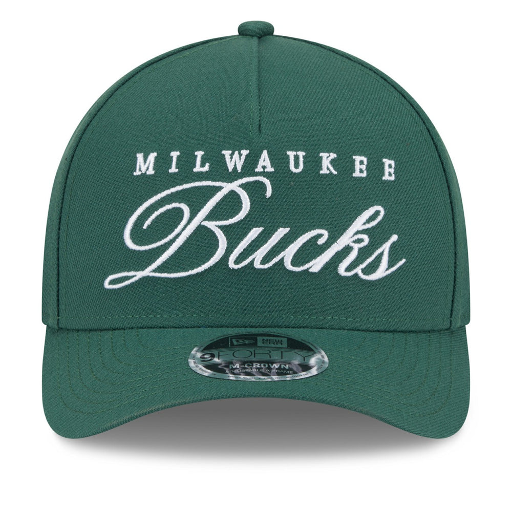 Milwaukee Bucks 2025 NBA Draft M-Crown A-Frame 9FORTY Adjustable Hat Hunter Green | New Era US