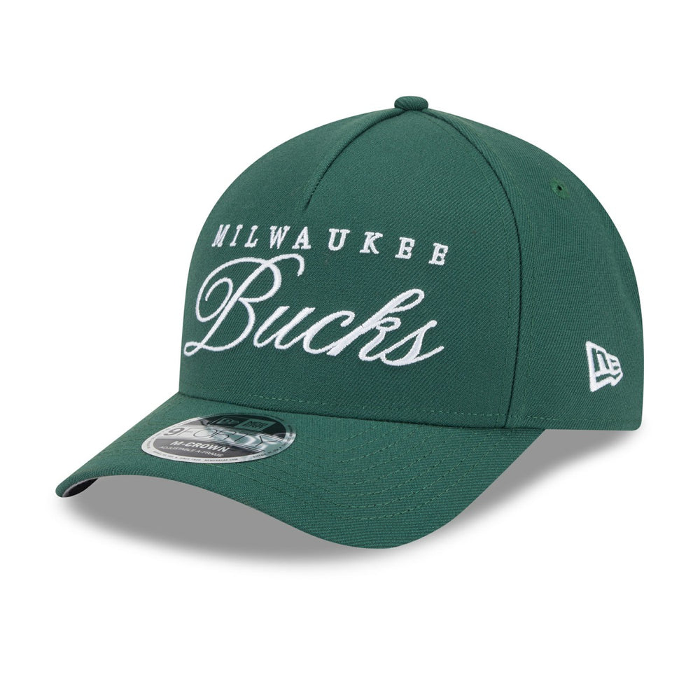 Milwaukee Bucks 2025 NBA Draft M-Crown A-Frame 9FORTY Adjustable Hat Hunter Green | New Era US