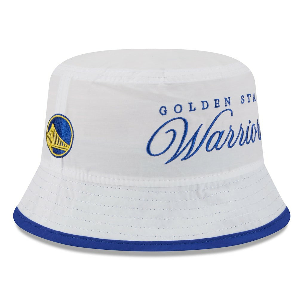 Golden State Warriors 2025 NBA Draft Nylon Bucket Hat for sale White/Royal | New Era US