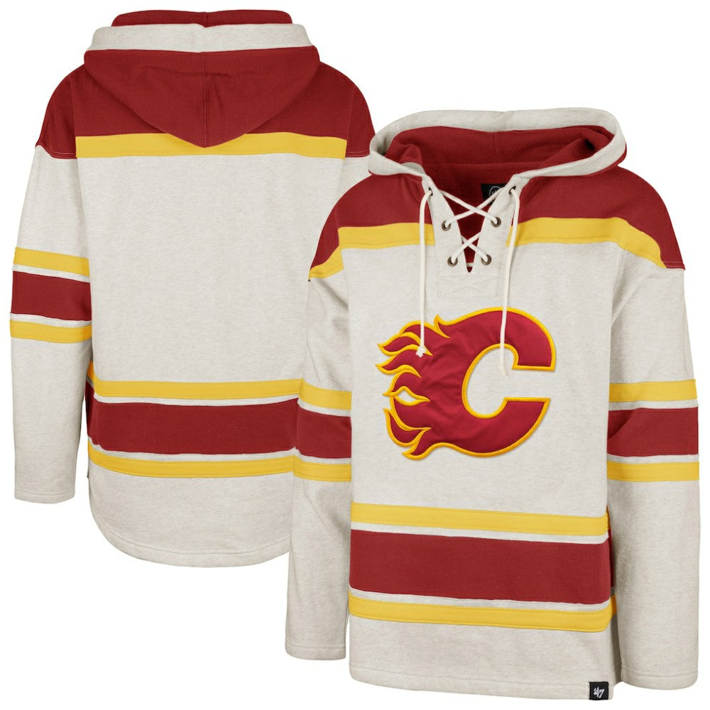 Calgary Flames '47 Rockaway Lacer Pullover Hoodie - Oatmeal - NHL 202325168
