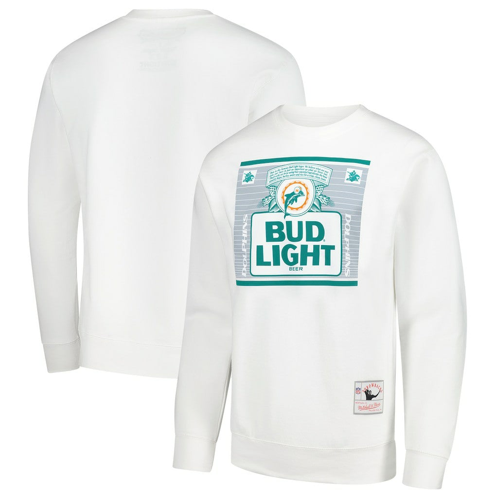 Mitchell & Ness Miami Dolphins x Bud Light The Crest Pullover Sweatshirt White