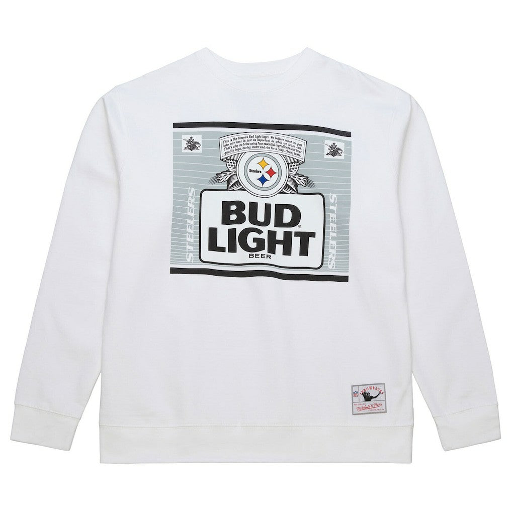 Mitchell & Ness Pittsburgh Steelers x Bud Light The Crest Pullover Sweatshirt White