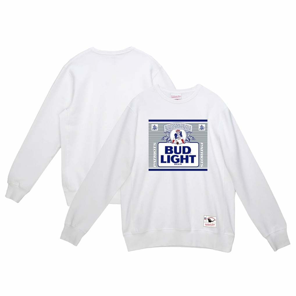 Mitchell & Ness New England Patriots x Bud Light The Crest Pullover Sweatshirt White