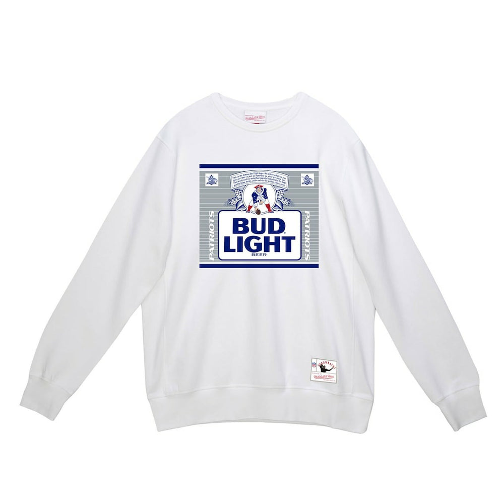 Mitchell & Ness New England Patriots x Bud Light The Crest Pullover Sweatshirt White