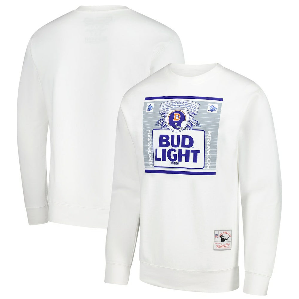 Mitchell & Ness Denver Broncos x Bud Light The Crest Pullover Sweatshirt White
