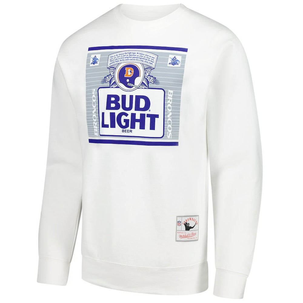 Mitchell & Ness Denver Broncos x Bud Light The Crest Pullover Sweatshirt White