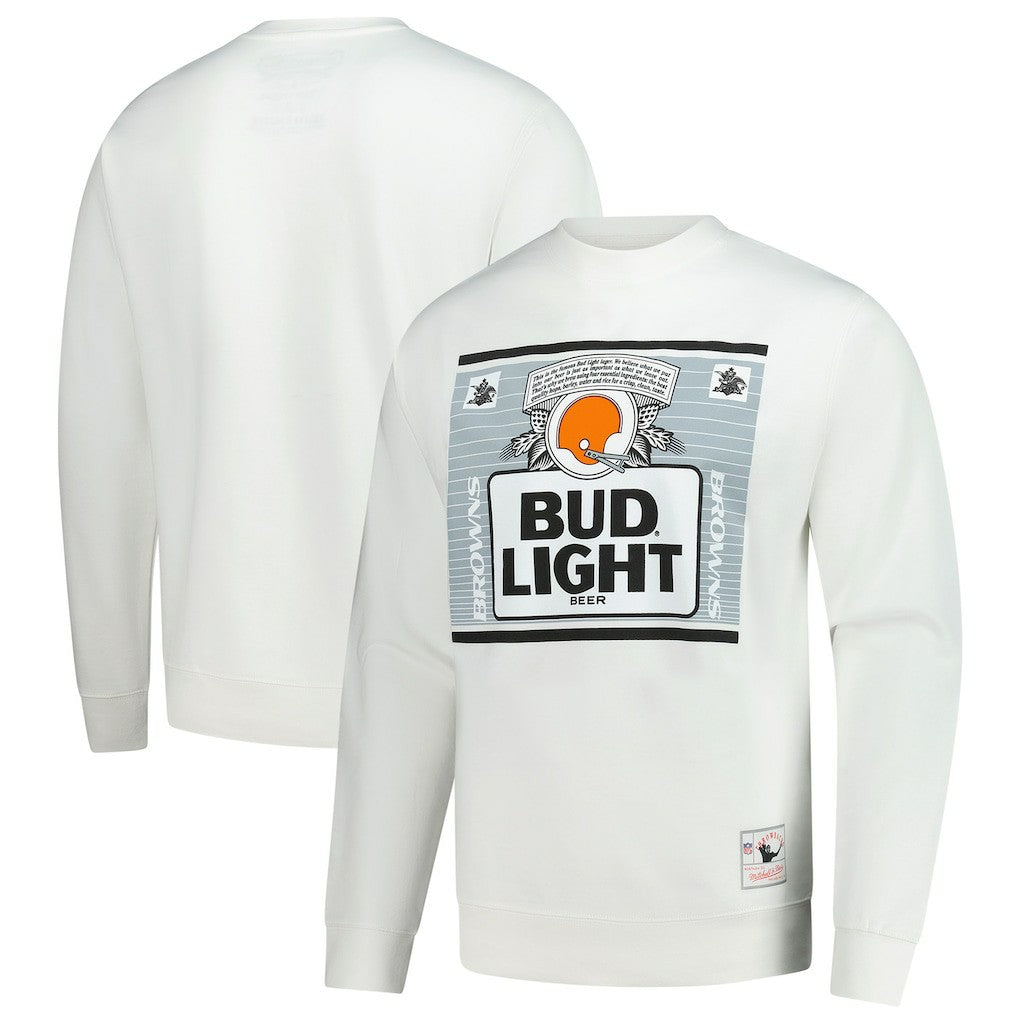 Mitchell & Ness Cleveland Browns x Bud Light The Crest Pullover Sweatshirt White