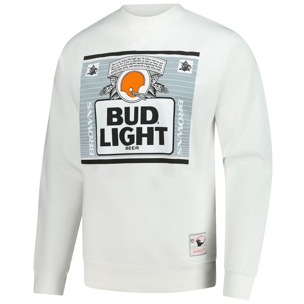Mitchell & Ness Cleveland Browns x Bud Light The Crest Pullover Sweatshirt White