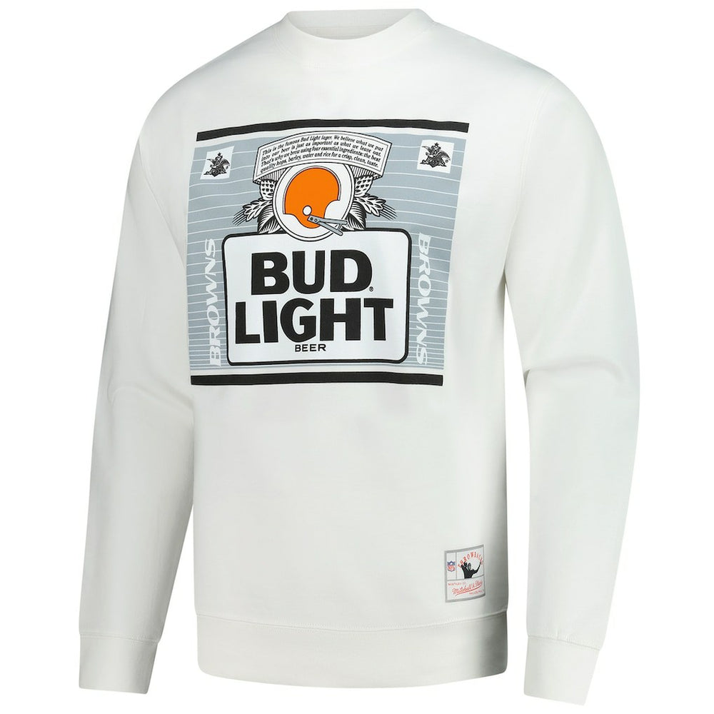 Mitchell & Ness Cleveland Browns x Bud Light The Crest Pullover Sweatshirt White