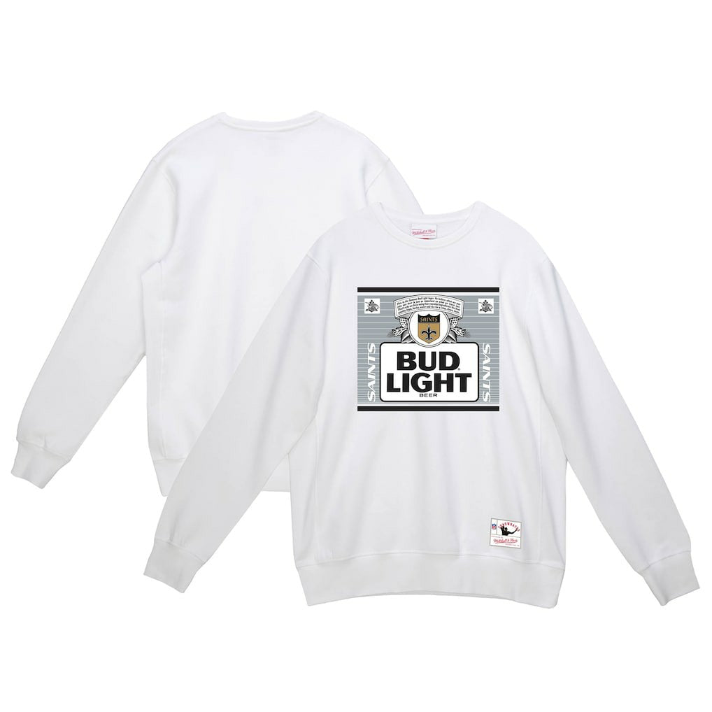 Mitchell & Ness New Orleans Saints x Bud Light The Crest Pullover Sweatshirt White