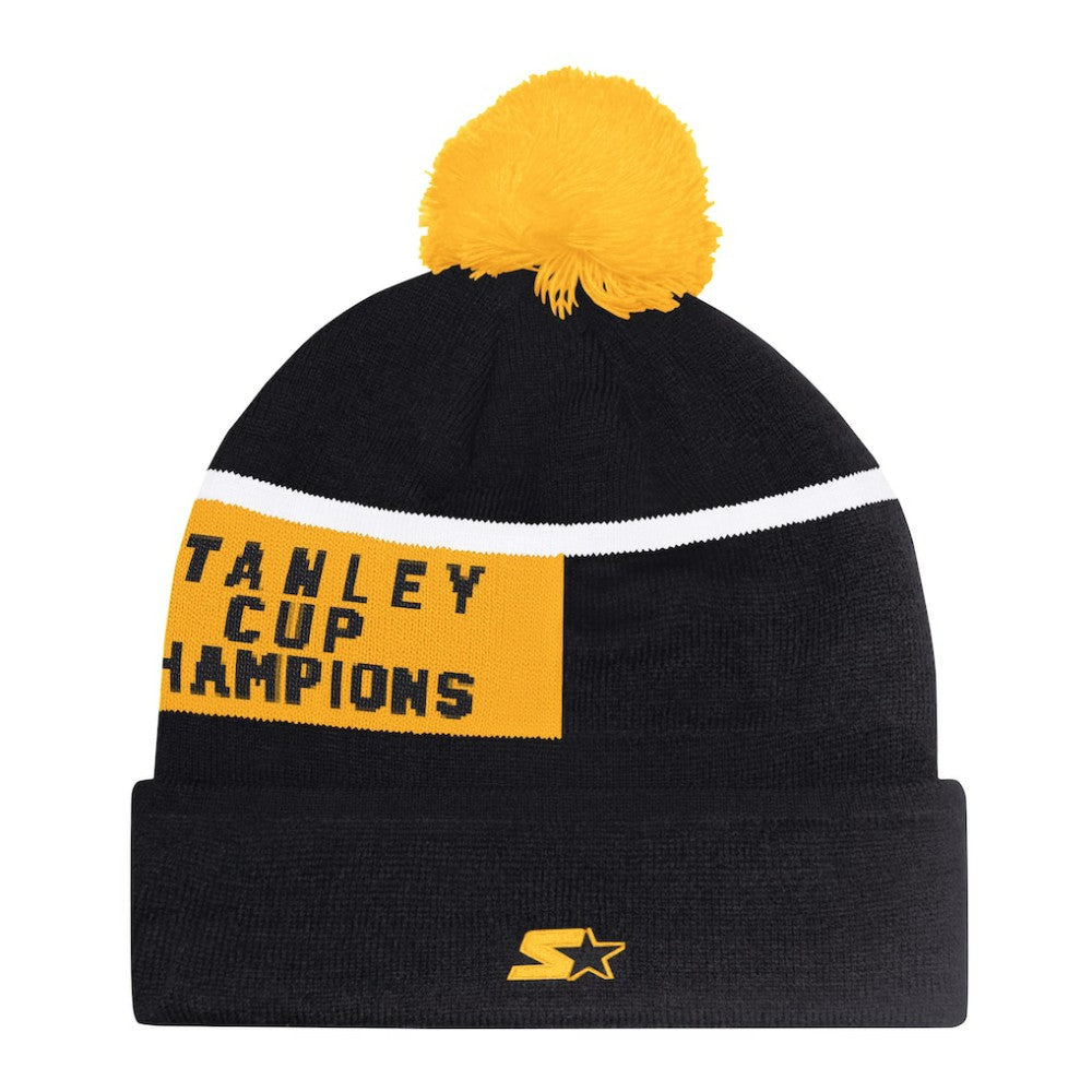 Boston Bruins Starter Chyron Commemorative Cuffed Knit Hat with Pom - Black - NHL 202327939