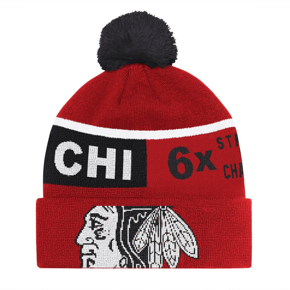 Chicago Blackhawks Starter Chyron Commemorative Cuffed Knit Hat with Pom - Red - NHL 202327940