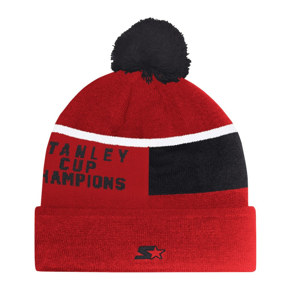 Chicago Blackhawks Starter Chyron Commemorative Cuffed Knit Hat with Pom - Red - NHL 202327940