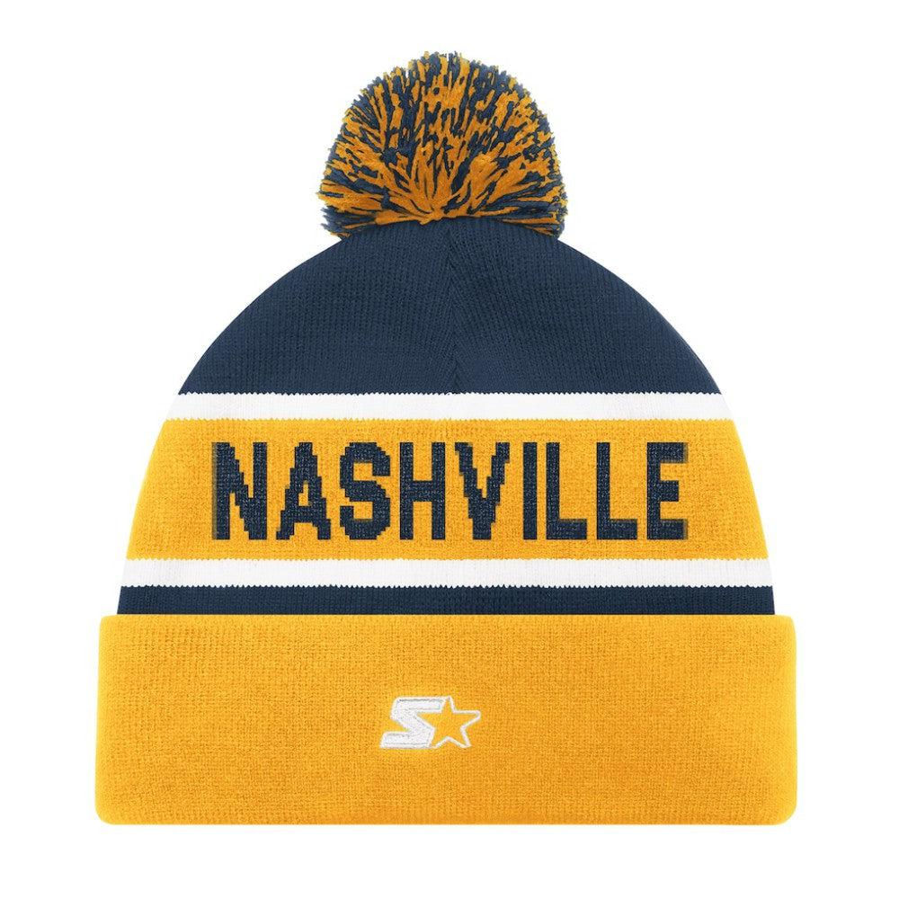Nashville Predators Starter Cuffed Knit Hat with Pom - Gold - NHL 202327945
