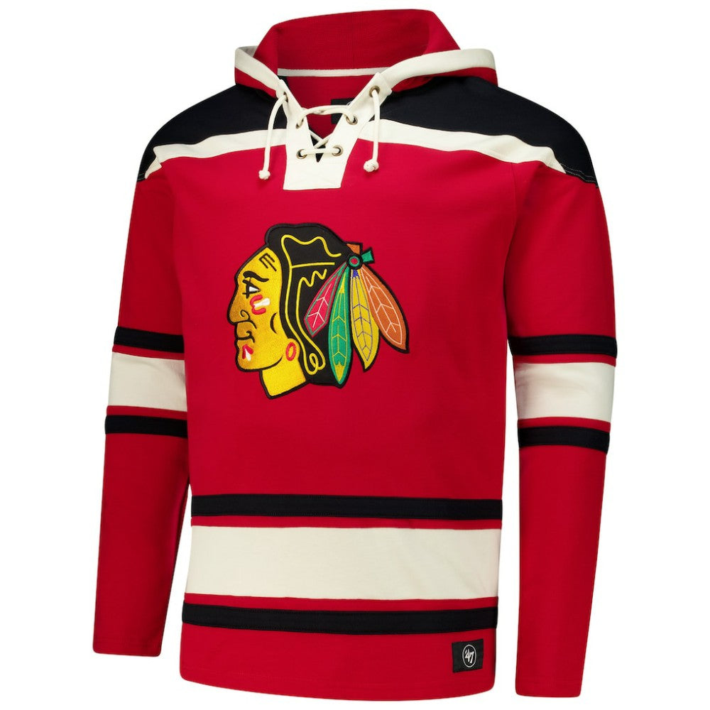 Connor Bedard Chicago Blackhawks '47 Big & Tall Lace-up Pullover Hoodie - Red - NHL 202331505