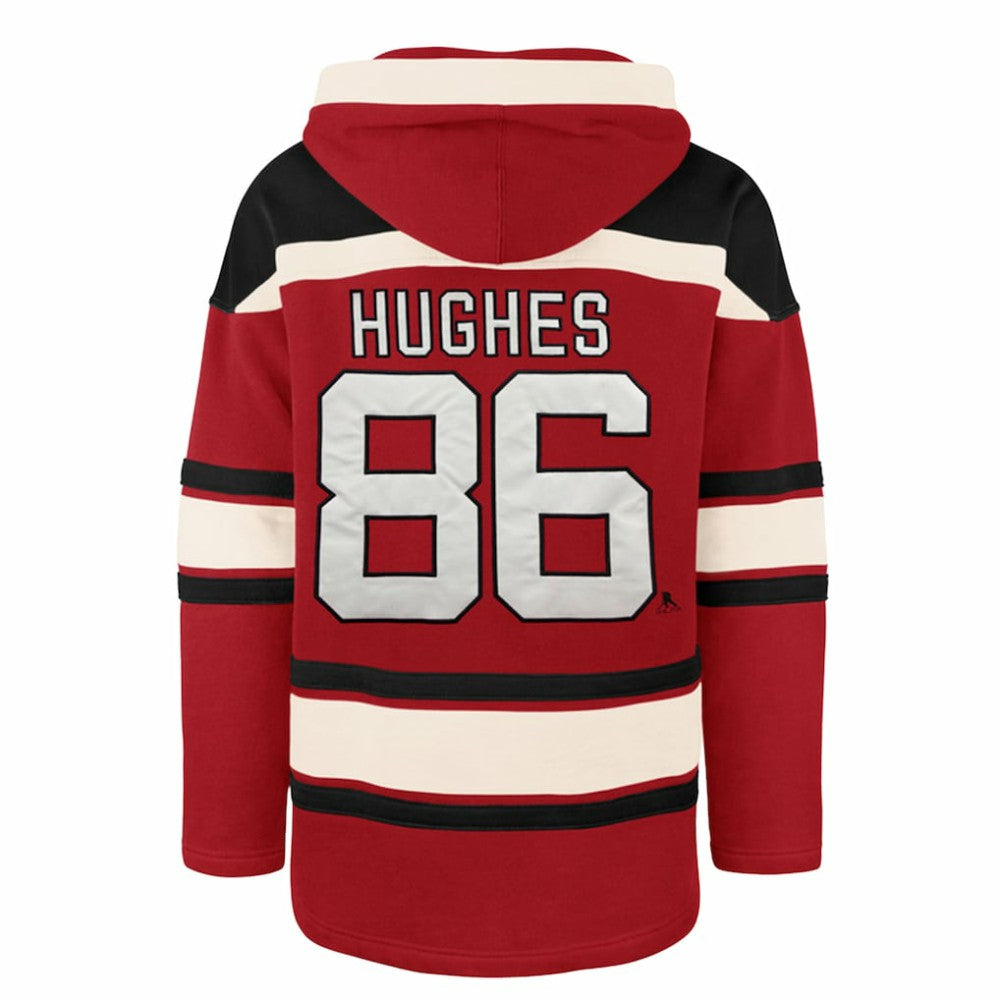 Jack Hughes New Jersey Devils '47 Big & Tall Lace-up Pullover Hoodie - Red - NHL 202331507