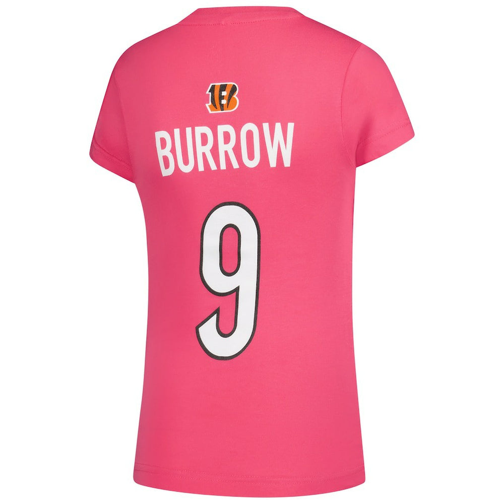 Joe Burrow Cincinnati Bengals Girls Youth Player Name & Number T-Shirt Pink