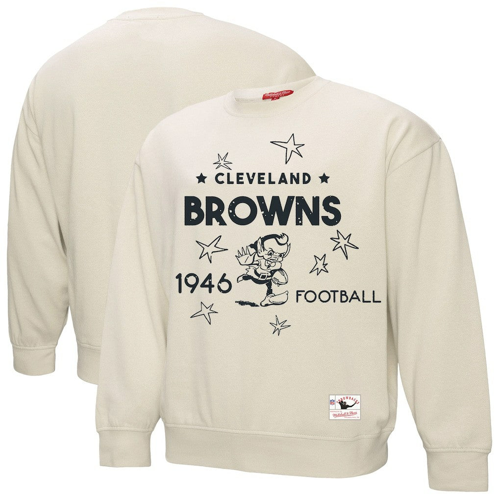 Mitchell & Ness Cleveland Browns Women's Shooting Stars Pullover Sweatshirt Cream