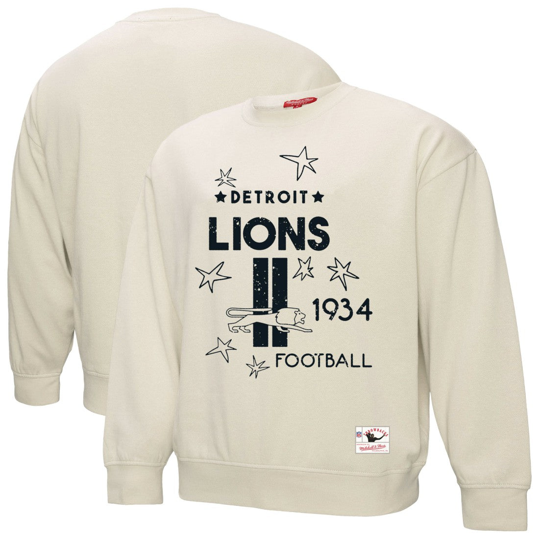 Mitchell & Ness Detroit Lions Women's Shooting Stars Pullover Sweatshirt Cream