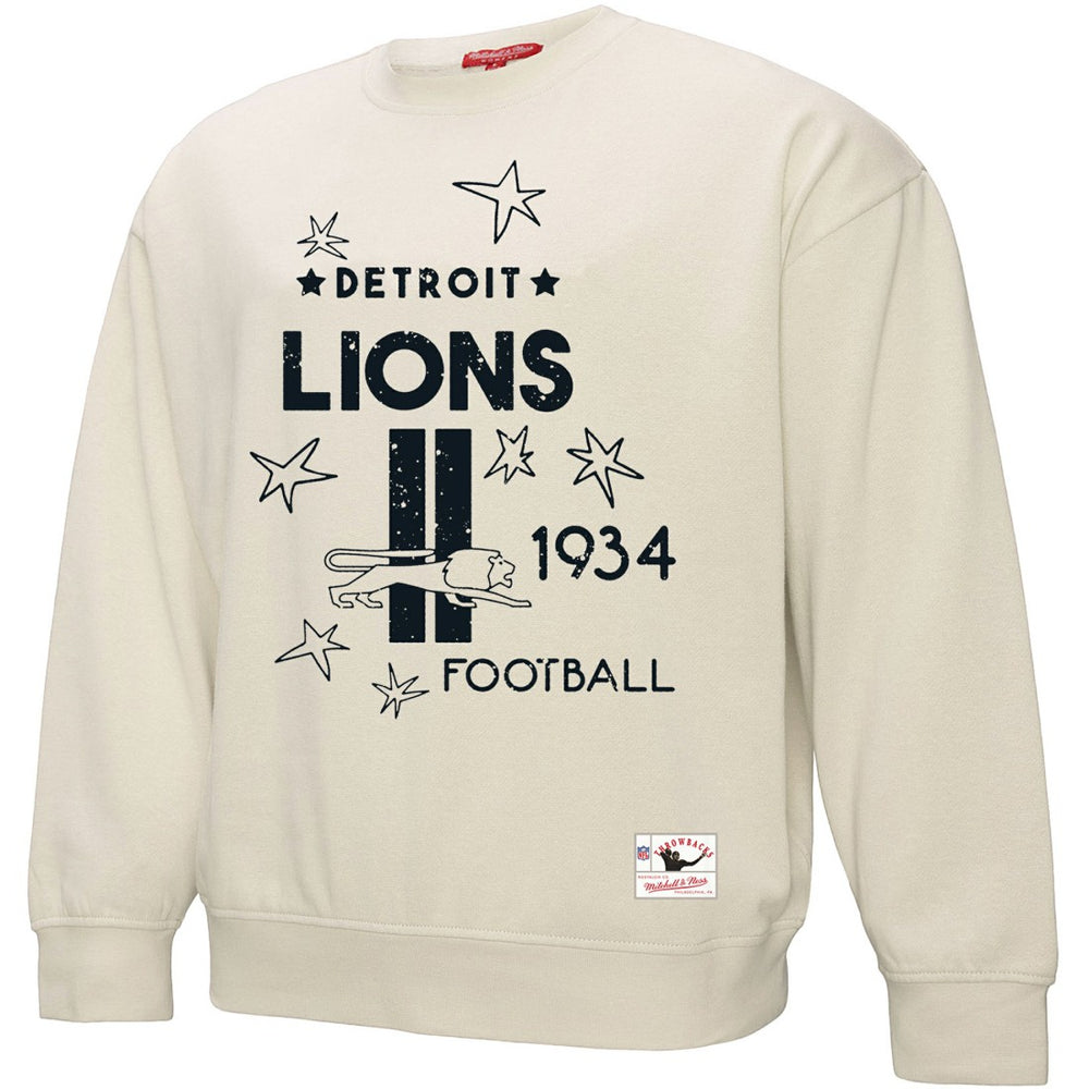 Mitchell & Ness Detroit Lions Women's Shooting Stars Pullover Sweatshirt Cream