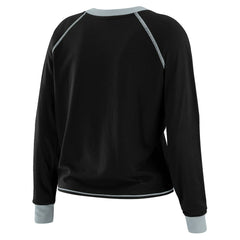 Las Vegas Raiders WEAR by Erin Andrews Women's Plus Size Tie-Front Long Sleeve Top Black/Gray