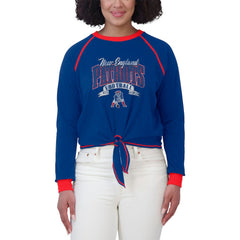 New England Patriots WEAR by Erin Andrews Women's Plus Size Tie-Front Long Sleeve Top Royal/Red