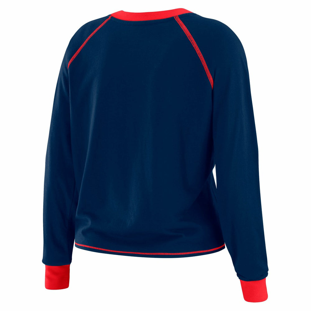 New York Giants WEAR by Erin Andrews Women's Plus Size Tie-Front Long Sleeve Top Royal/Red