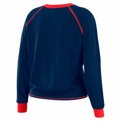 New York Giants WEAR by Erin Andrews Women's Plus Size Tie-Front Long Sleeve Top Royal/Red