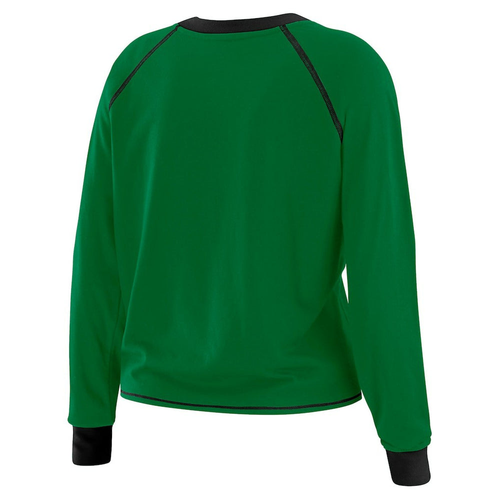 New York Jets WEAR by Erin Andrews Women's Plus Size Tie-Front Long Sleeve Top Green/Black