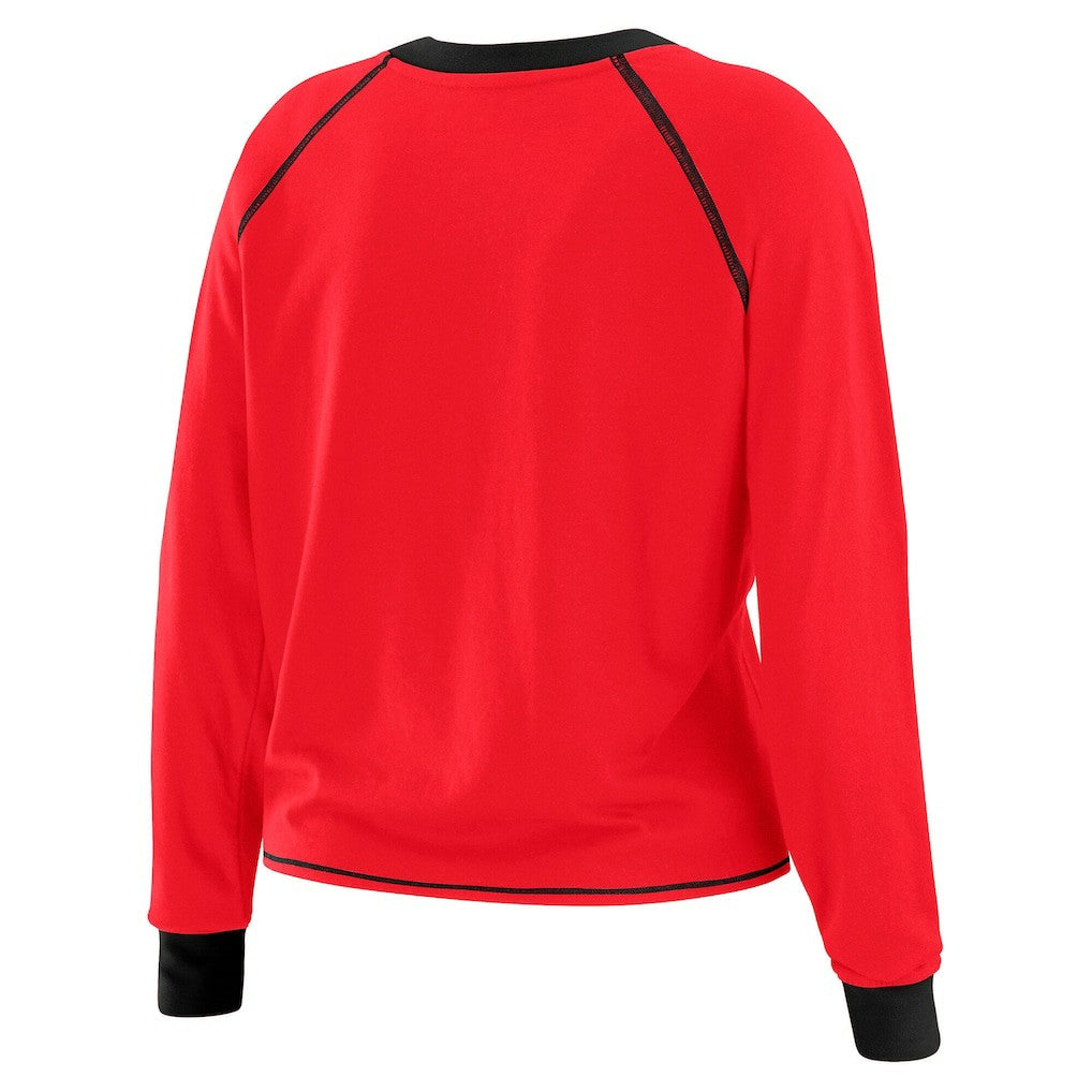 San Francisco 49ers WEAR by Erin Andrews Women's Plus Size Tie-Front Long Sleeve Top Scarlet/Black