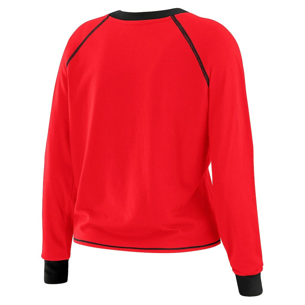 Atlanta Falcons WEAR by Erin Andrews Women's Plus Size Tie-Front Long Sleeve Top Red/Black