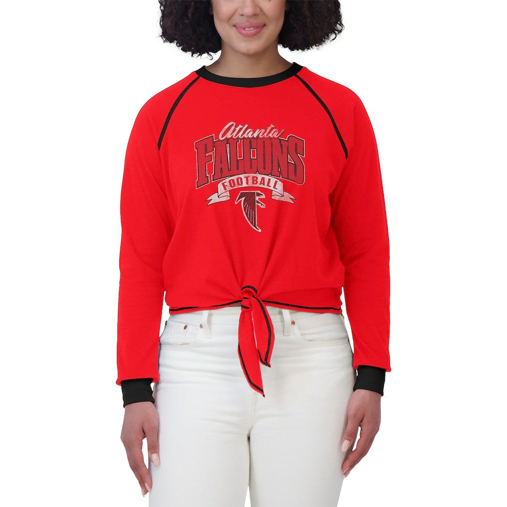 Atlanta Falcons WEAR by Erin Andrews Women's Plus Size Tie-Front Long Sleeve Top Red/Black