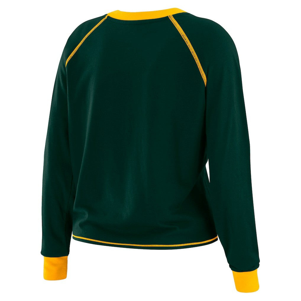 Green Bay Packers WEAR by Erin Andrews Women's Plus Size Tie-Front Long Sleeve Top Green/Gold