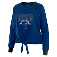 Indianapolis Colts WEAR by Erin Andrews Women's Plus Size Tie-Front Long Sleeve Top Royal/Black