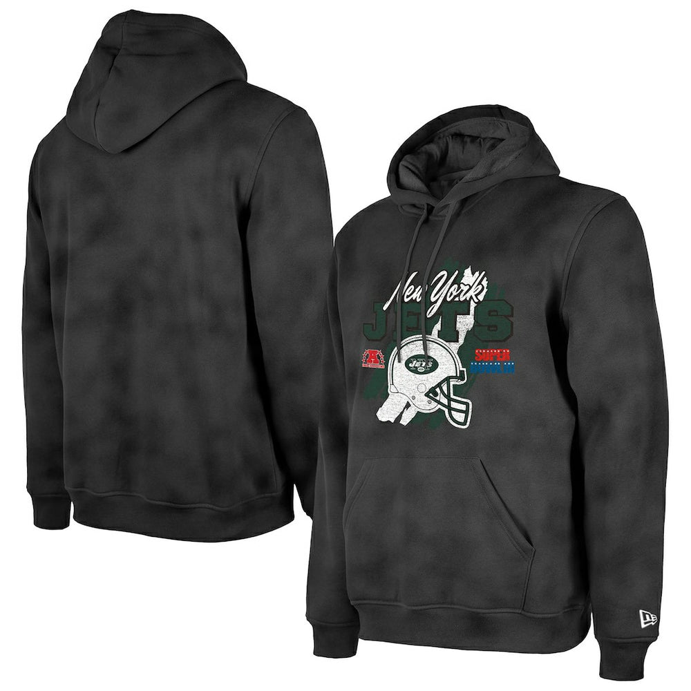 New York Jets New Era Identity Helmet Enzyme Washed Pullover Hoodie Black