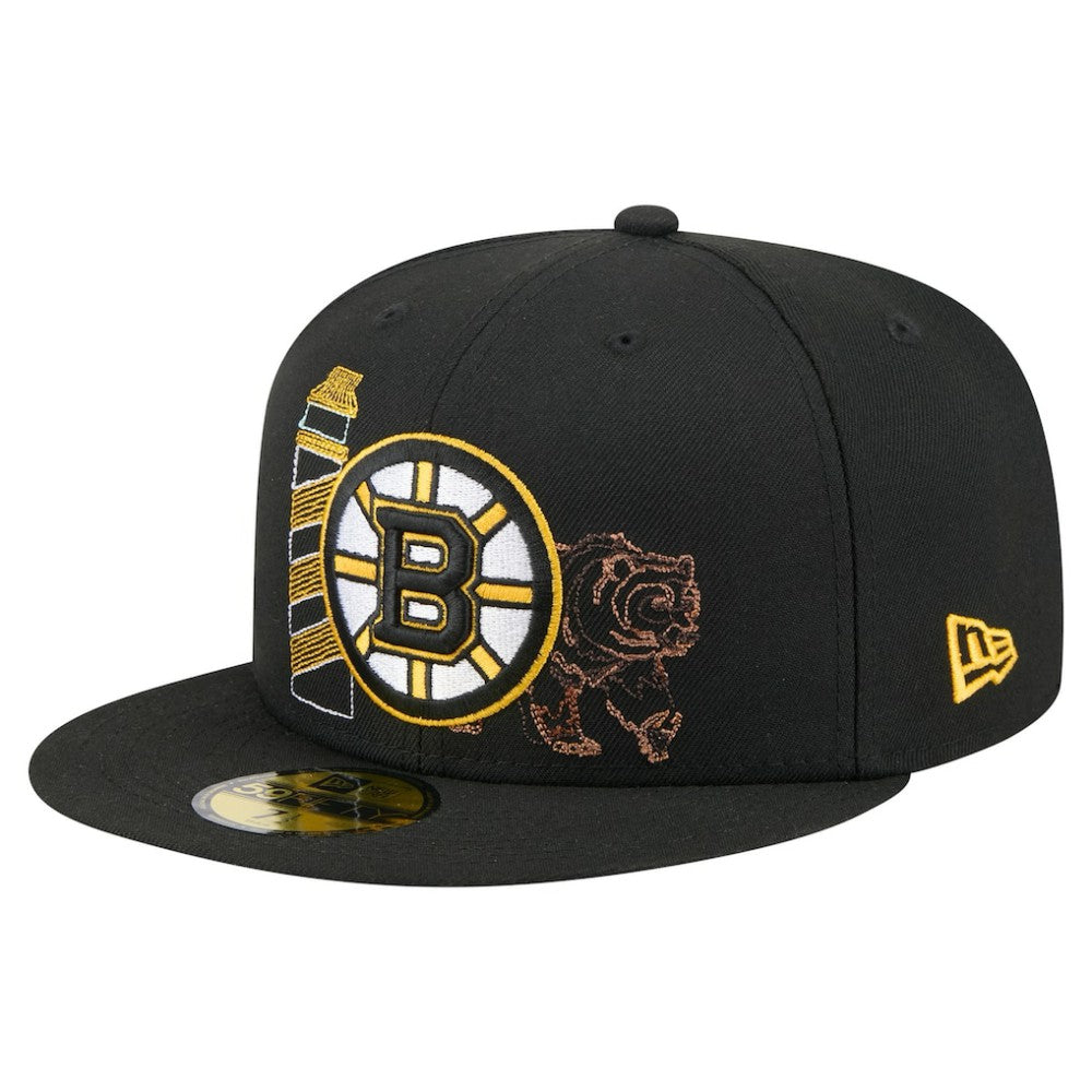 Boston Bruins New Era State Stitch 59FIFTY Fitted Hat - Black - NHL 202353272