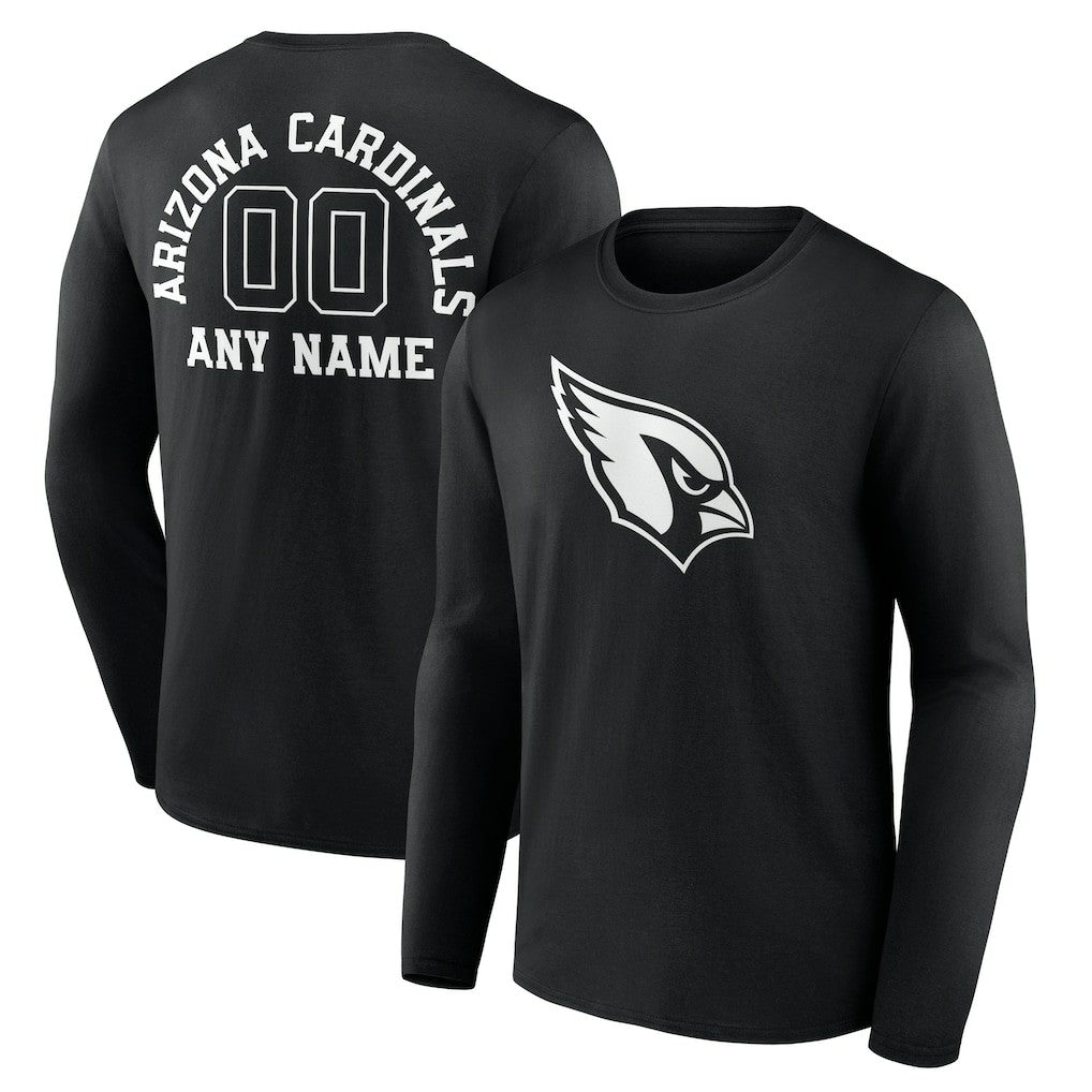 Arizona Cardinals Personalized Name & Number Monochrome Long Sleeve T-Shirt Black