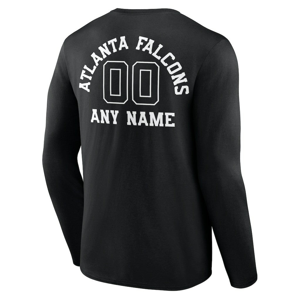 Atlanta Falcons Personalized Name & Number Monochrome Long Sleeve T-Shirt Black