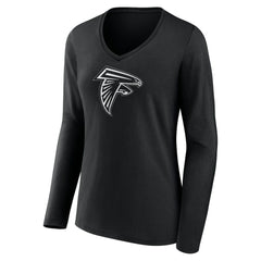 Atlanta Falcons Women's Personalized Name & Number Monochrome Long Sleeve V-Neck T-Shirt Black