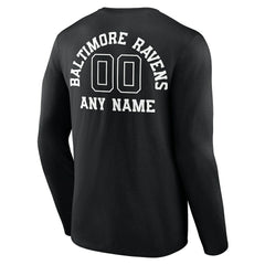 Baltimore Ravens Personalized Name & Number Monochrome Long Sleeve T-Shirt Black