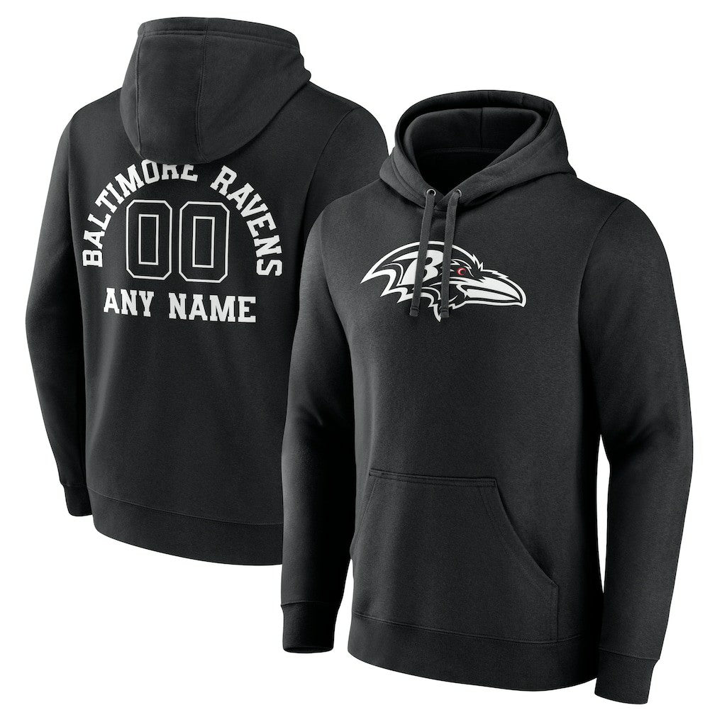 Baltimore Ravens Personalized Name & Number Pullover Hoodie Black