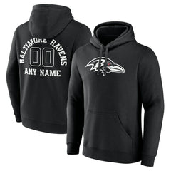 Baltimore Ravens Personalized Name & Number Pullover Hoodie Black