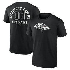 Baltimore Ravens Personalized Name & Number Monochrome T-Shirt Black