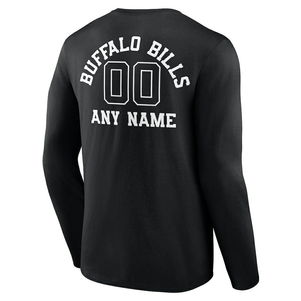 Buffalo Bills Personalized Name & Number Monochrome Long Sleeve T-Shirt Black